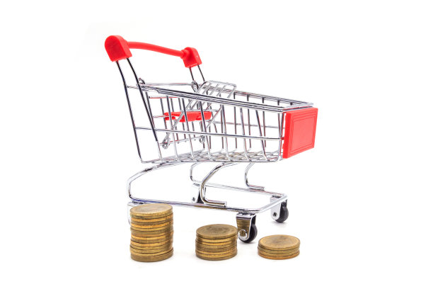 白色黑底上放着美元的购物车图片下载