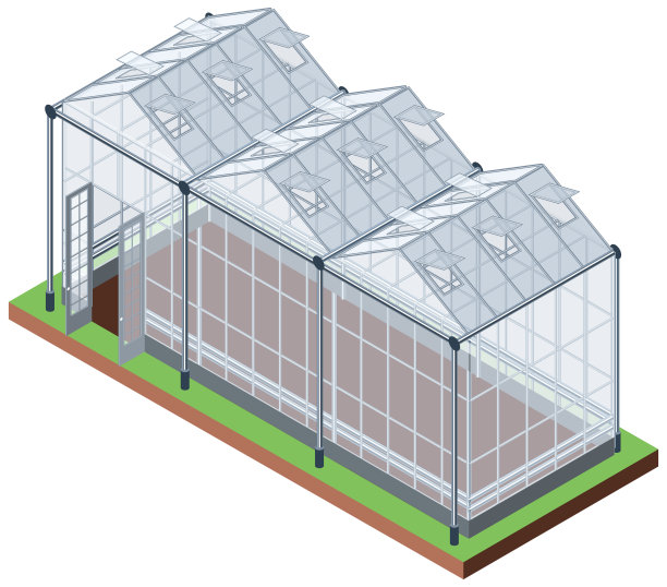 温室三节等距图标孤立在白色图片下载