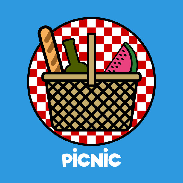 单独的野餐篮图片下载