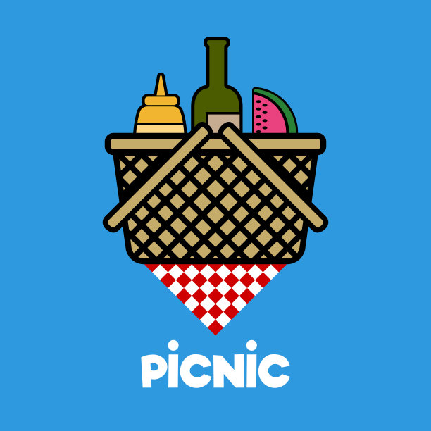 单独的野餐篮图片下载