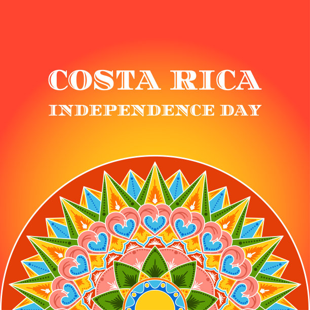 哥斯达黎加独立日，9月15日，矢量图。背景与传统装饰图案从咖啡卡装饰轮横幅，传单，海报，封面，卡片设计。图片下载