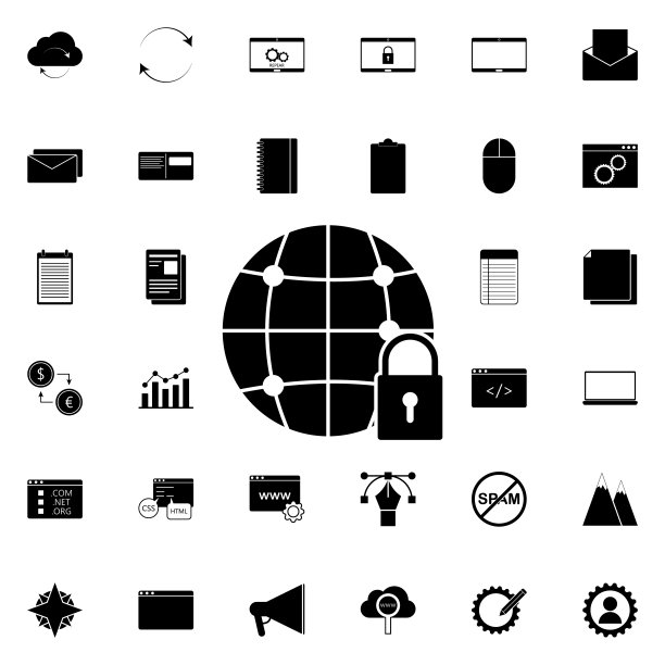 世界锁图标：适用于网站和App开发的通用Web组件图片下载