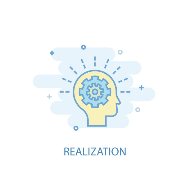 实现线性概念：简约彩色线性图标，可用于UI/UX的扁平化设计图片下载