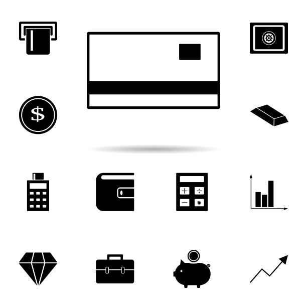 信用卡图标：银行通用设计，用于网站和App开发图片下载