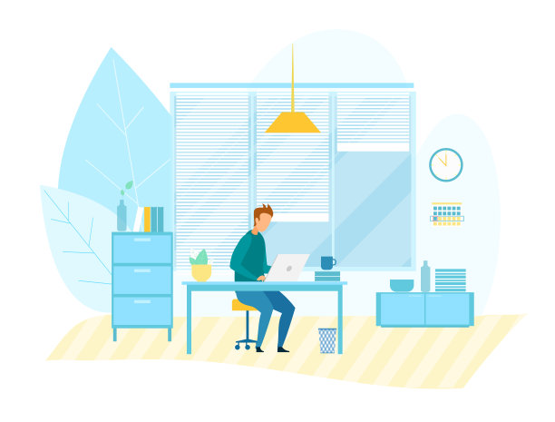 在现代科技办公室用电脑工作的人图片下载