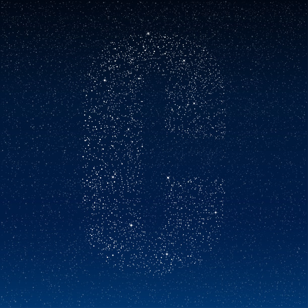 字母C带着闪亮的星星，闪闪发光，点点，点在深蓝色的夜空上。图片下载