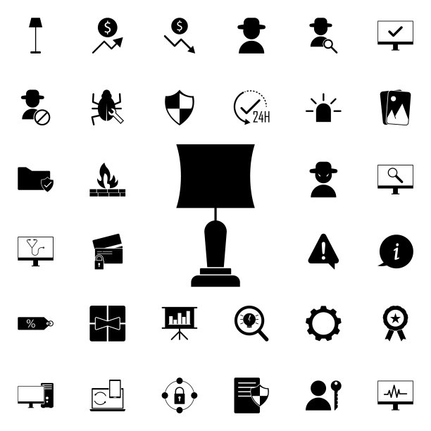 台灯图标。通用的网页集，用于网站设计和开发，应用程序开发图片下载