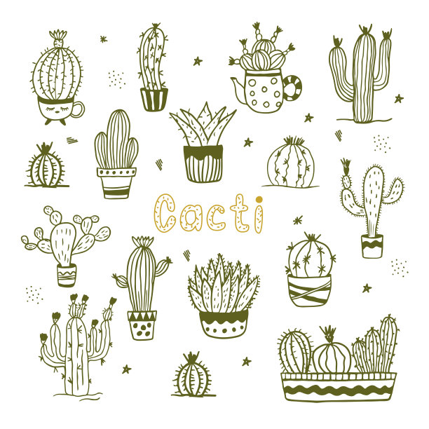 可爱的手绘仙人掌背景图片下载