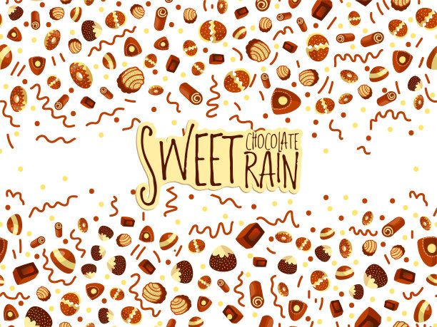巧克力糖果框架的巧克力糖果在白色的背景。巧克力糖果横幅，俯视图，平铺装饰元素。浓情巧克力糖果的背景图片下载