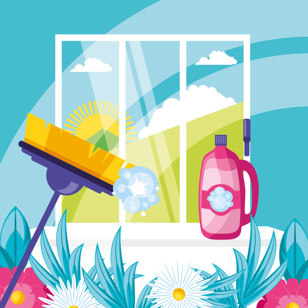 带窗口和图标的家政工具图片下载