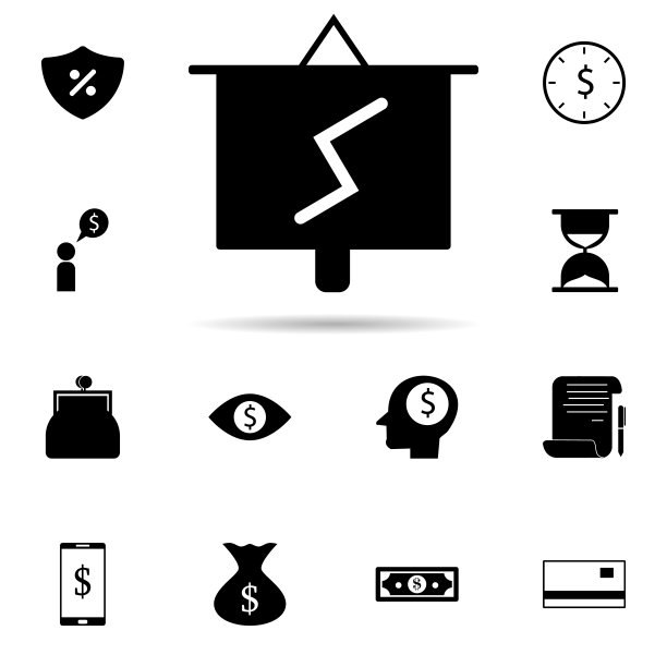 图表演示图标，用于网站和App开发的通用银行图标集图片下载
