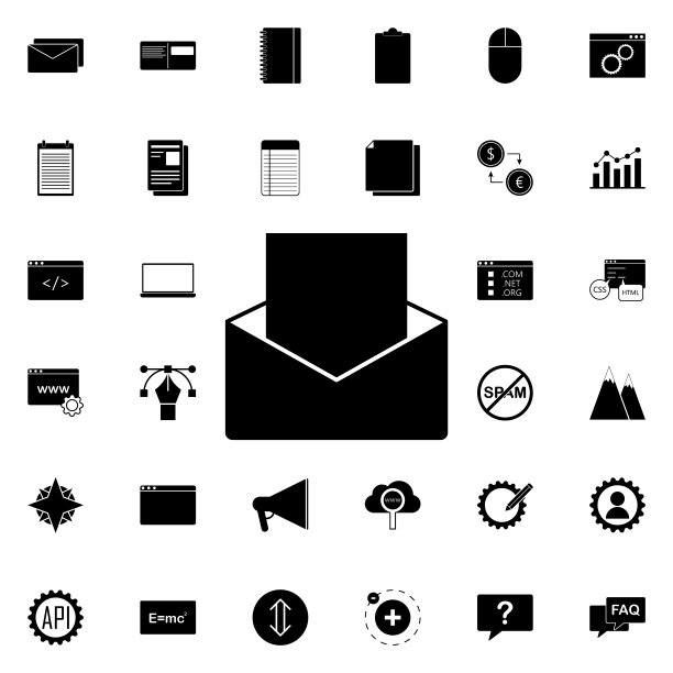信封图标。通用的网页集，用于网站设计和开发，应用程序开发图片下载