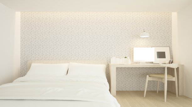 室内最小的酒店卧室空间3d渲染图片下载