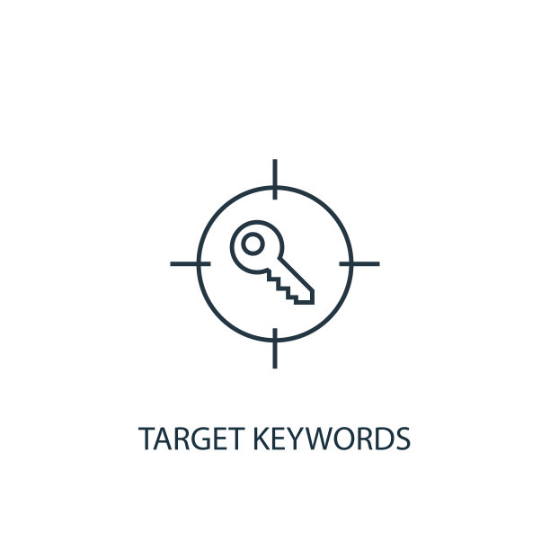 目标关键词概念线图标。简单元素说明。目标关键词概念轮廓符号设计从SEO集合。可以用于网页和手机的UI/UX吗图片下载