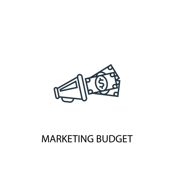 营销预算概念线图标。简单元素说明。营销预算概念大纲符号设计来自数字营销集。可以用于网页和手机的UI/UX吗图片下载