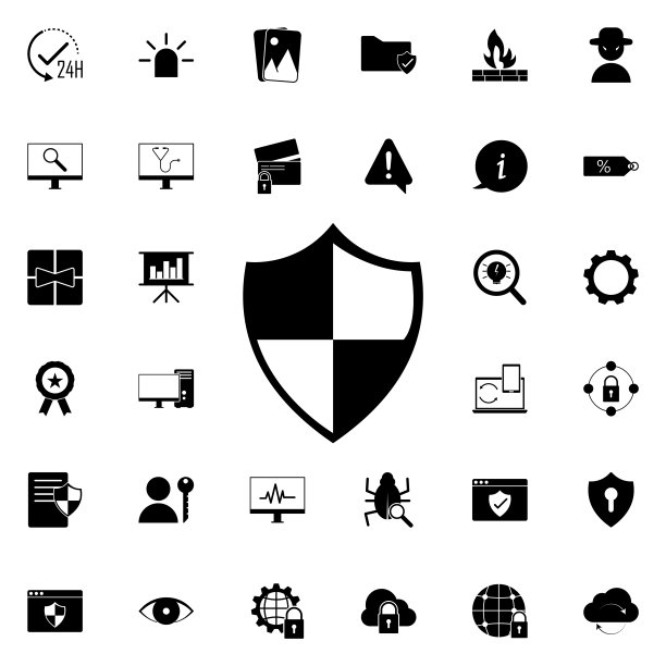 防护盾图标，用于网站和App开发的通用Web元素图片下载