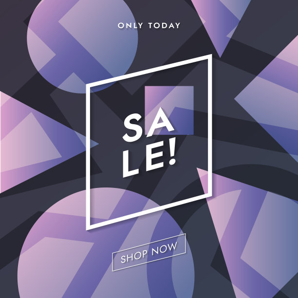 抽象销售几何海报未来主义设计。网页推广横幅与商店现在按钮。图片下载