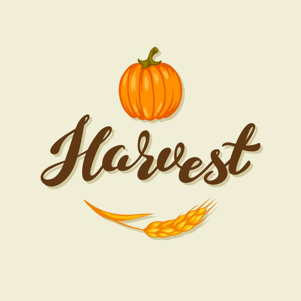 收获排版letteringemblem。秋天的背景。图片下载