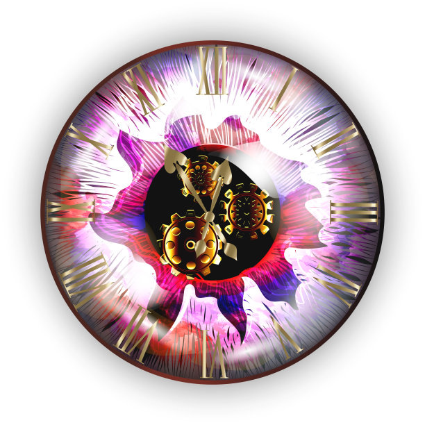 蒸汽朋克风格的彩色眼睛与时钟。图片下载