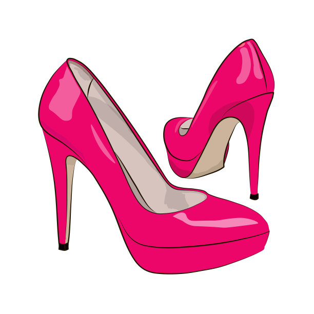 白色背景上的红色女鞋。矢量插图。图片下载