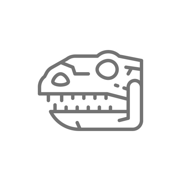 霸王龙头盖骨，霸王龙头，恐龙骨头，史前时间线图标。图片下载