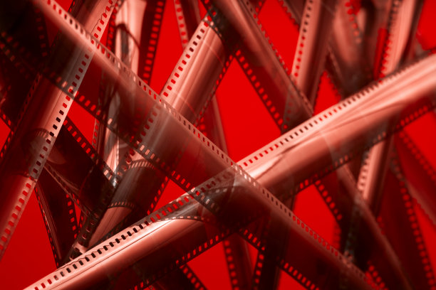 模拟磁带的电影。有选择性的重点。红色的主题。图片下载