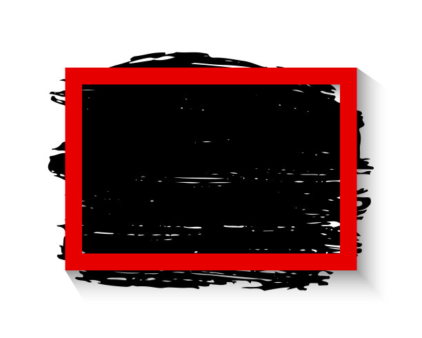 红色的框架和笔墨笔画在白色的背景上。矢量图图片下载