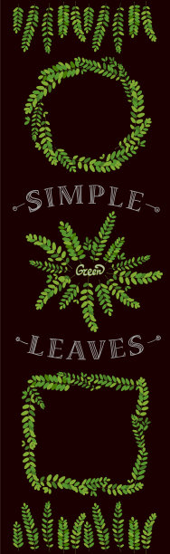 金合欢叶图案包。绿色生态植物架，有圆形、方形、环形、线镶边。图片下载