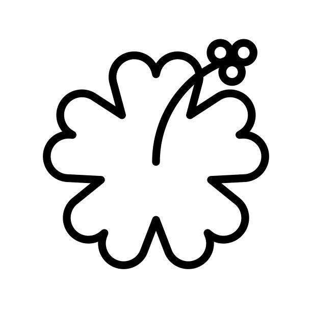 热带风格木槿花矢量线条图标图片下载