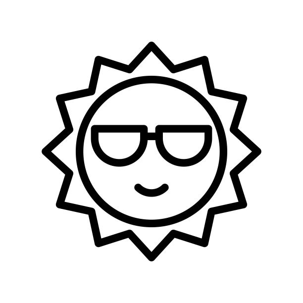 太阳矢量，热带相关线条风格图标图片下载