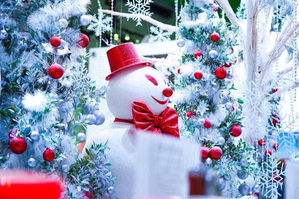 圣诞快乐，新年快乐：冬季雪人图片下载