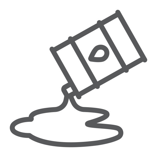 溢油线图标，燃料和存储，油桶标志，矢量图形，白色背景上的线性模式。图片下载