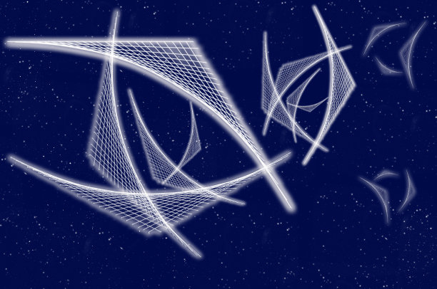 投影光线的抽象几何插图，建议主题如信息技术，虚拟现实或计算机系统图片下载