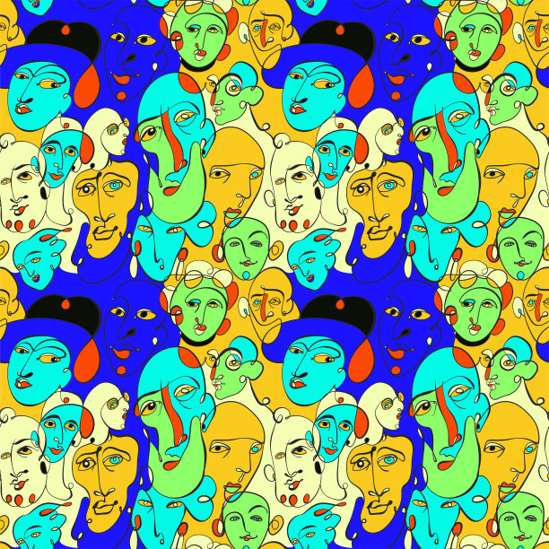 无缝矢量模式的人的脸图片下载