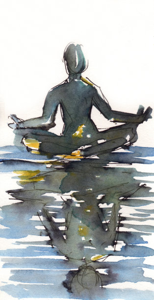 瑜伽画像，水彩画图片下载