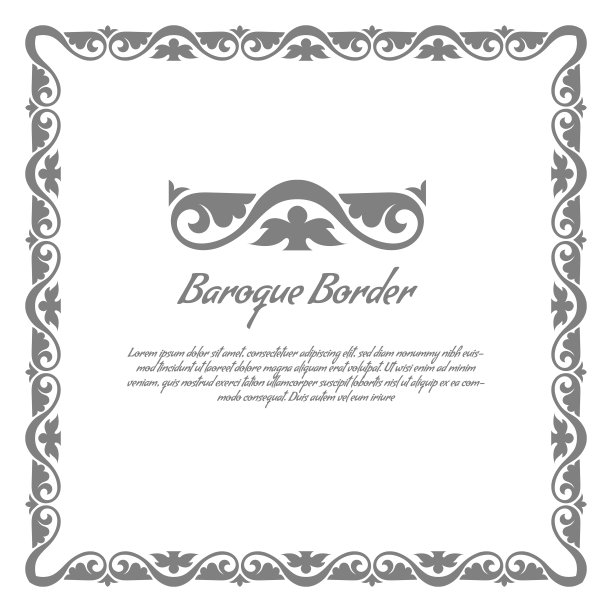 巴洛克风格复古框架为您的设计。矢量插图。图片下载