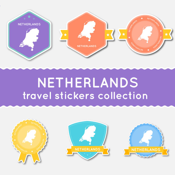 荷兰旅行贴纸收藏。图片下载