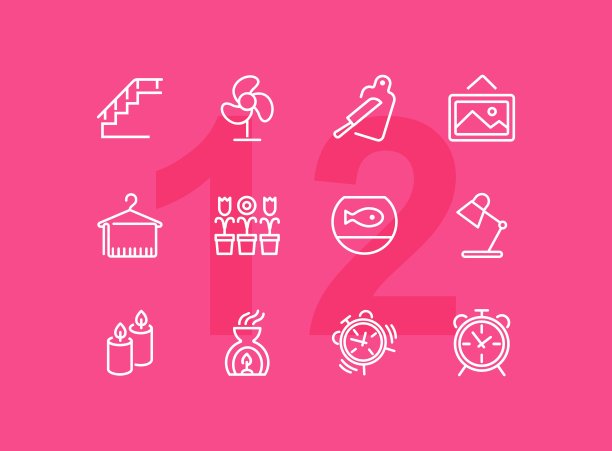 室内线条图标。白色背景上的线条图标集。装饰的概念。花,楼梯,蜡烛。矢量插图可以用于装饰、家居、设计等主题图片下载