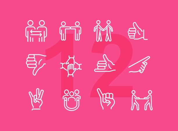 手势线图标设置。握手时，拇指朝下。肢体语言概念。可以用于诸如交易、客户反馈、沟通等主题吗图片下载