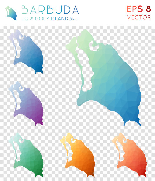 巴布达几何多边形地图、马赛克岛风格收藏。图片下载