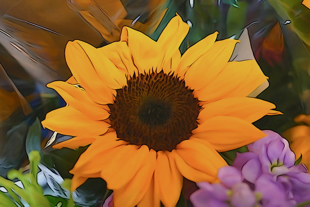 室内向日葵盛开的夏季插画模式拍摄图片下载