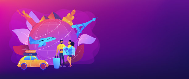 全球旅行概念横幅头。图片下载