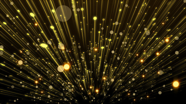 美丽的金色窗帘抽象背景与粒子雨图片下载