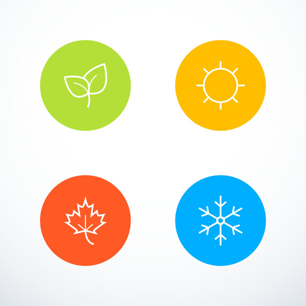 一套季节图标。春、夏、秋、冬标集图片下载