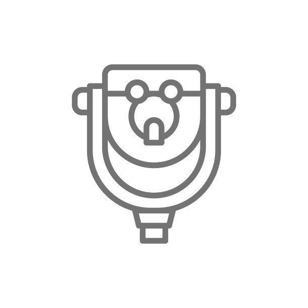 城市公共望远镜、双筒望远镜、潜望镜线图标。图片下载