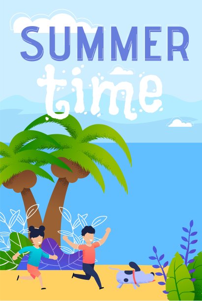 暑期儿童娱乐平面矢量横幅图片下载