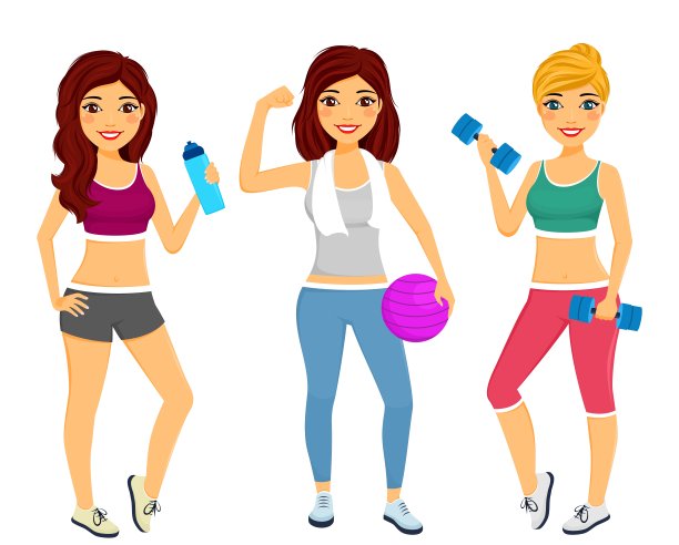 集。女生体育体质。体育和健身。健康的生活方式。图片下载