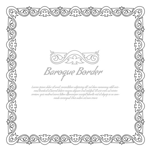 巴洛克风格复古框架为您的设计。矢量插图。图片下载