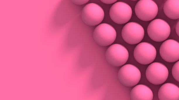 抽象的粉红色背景与美丽的球体化妆品产品海报，海报和小册子。粉红色背景上的小珠子。三维渲染图片下载
