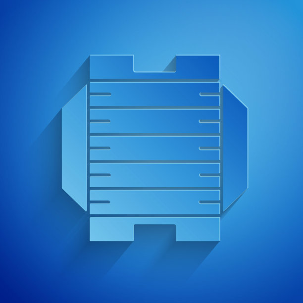 剪纸美国足球场图标孤立在蓝色背景。纸艺术风格。矢量图图片下载